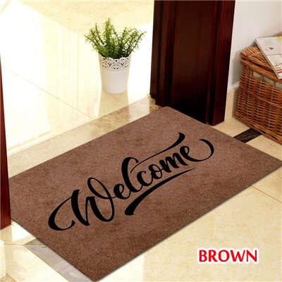 Velkomst dørmåtte indgangsdørmåtte 40 x 60cm polyesterfiber sort brun tpr skridsikker gulvmåtte tæppe til hjem og udendørs: 1pc brune