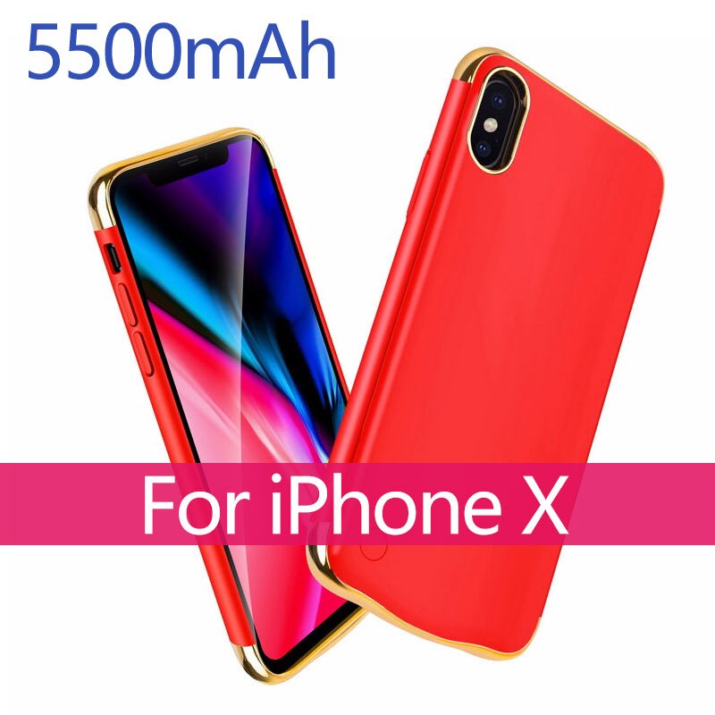 3500 Ultra Thin Phone Battery Charger Case For iPhone 6 7 8 X 4000mAh Power Bank Battery Charging Case For iphone 6 6s 7 8 plus: Red For Iphone X