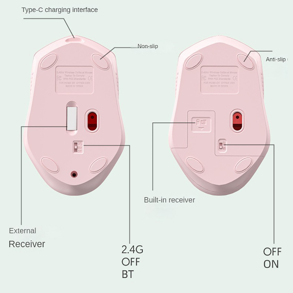 1600 DPI 2.4G/BT Dual Mode Wireless Mice Rechargeable Ergonomic Silent Bluetooth Mouse For Laptop/Notebook/iPad/Tablet/Mac book