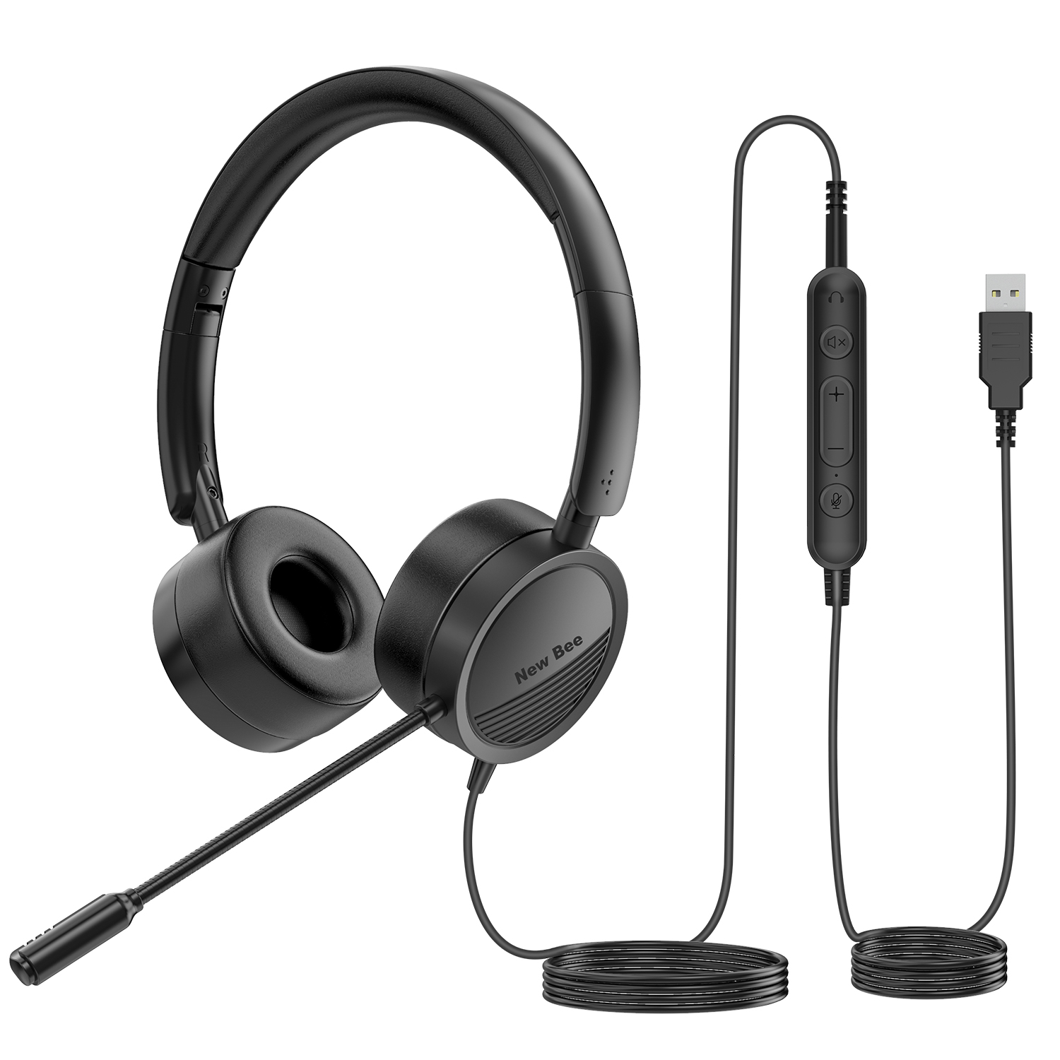 Bee – casque d&#39;écoute USB avec Microphone pour PC, 3.5mm, pour Business, avec micro, suppression de bruit, pour centres d&#39;appels,: Default Title