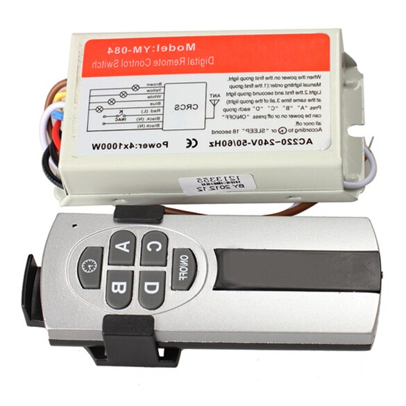 Interruptor de Control remoto inalámbrico para lámpara, interruptor de Control remoto Digital para lámpara de iluminación inteligente, 1/2/3/4 vías de encendido/apagado, 220V: 4 Ports
