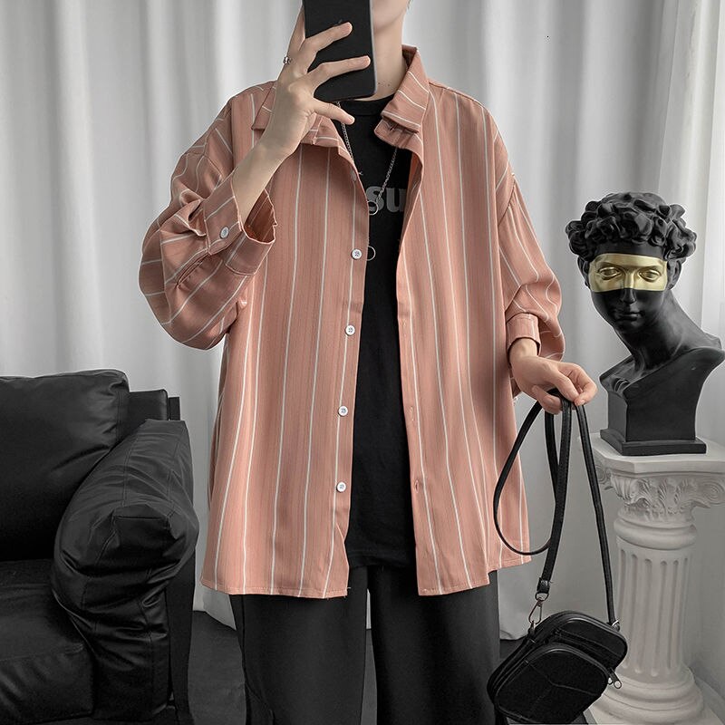 Long Sleeve Shirt Spring And Summer Striped Coat Loose Classic Casual Tops Vintage Shirts For Blouses Men Clothing