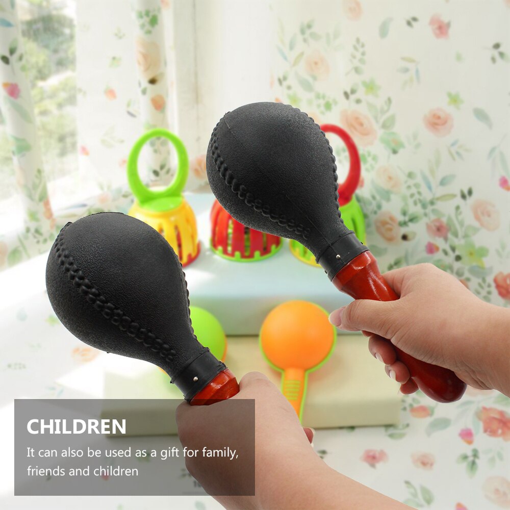 2 PCS Plastic Maracas Durable Funny Potable Small Rattle Shaker Plastic Maracas Toy Percussion Toys Noisemaker for Home