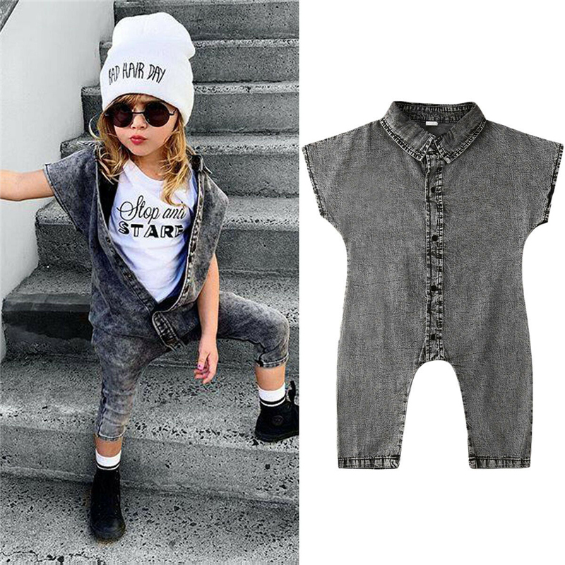 2020 I Più Nuovi di Modo Del bambino Del bambino Del Ragazzo Della Ragazza Del denim Vestiti Della Tuta Senza Maniche proprietà Tute e Salopette uno-pezzo vestito Vestiti 1-6Y