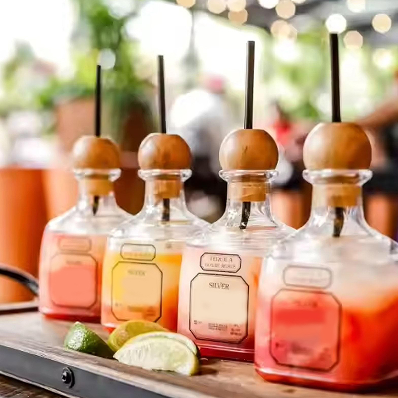 Reusable Cups With Straw Hole Patron Bottles Empty For Drinks Plastic Mini Patron Tequila Bottles Patron Liquor Bottle Cups