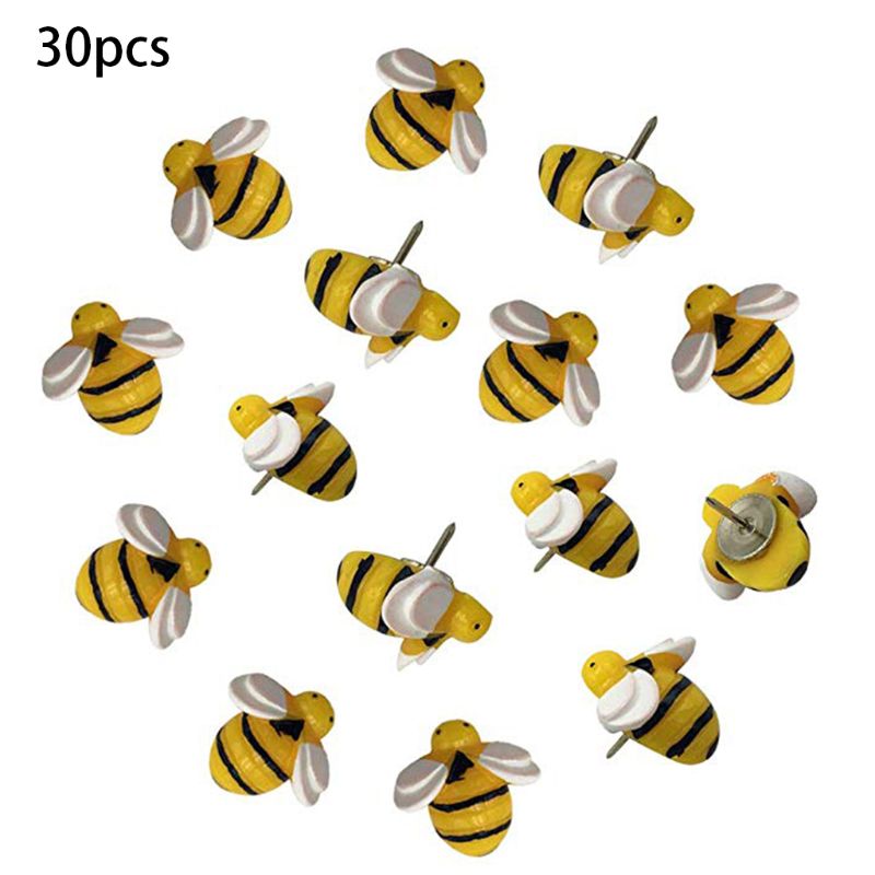 30 Pcs Decorative Cute Bees Thumb Tacks ThumbNails PushPins Push Pins S B95C: Default Title