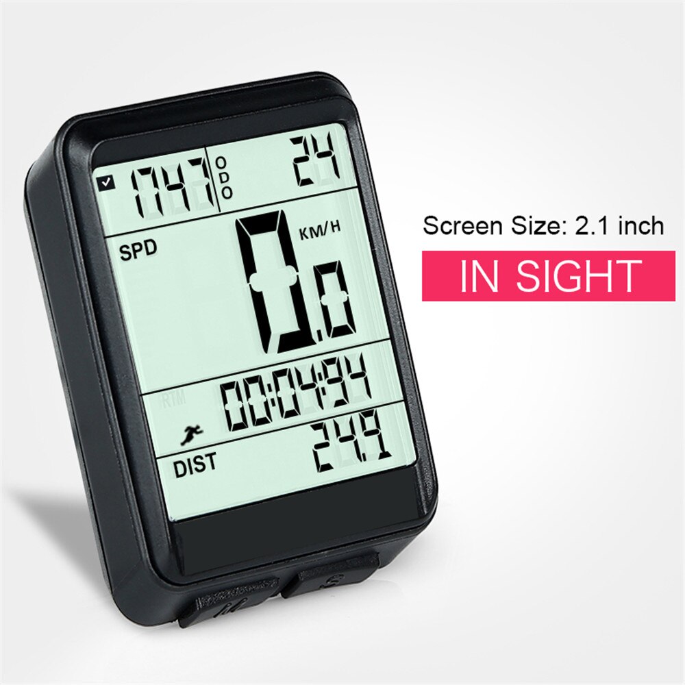 Kebidumei Wireless Bicycle Computer - Waterproof MTB Odometer & Stopwatch - 2.1" Display: White LightWireless
