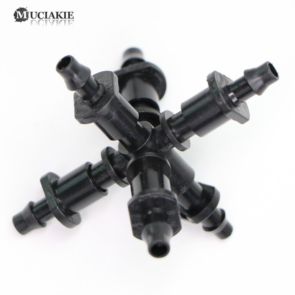 MUCIAKIE 4/7MM 6-Way Garden Water Connector for Micro Tubing 1/4'' Hose Water Splitters Micro Irrigation Coupling Adaptor Barbed