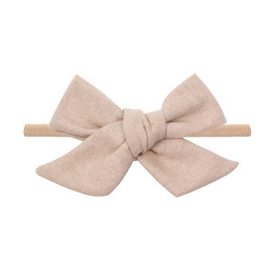1pcs Lovely nylon headbands for girls cute bows nylon headband soft elastic headband for kids Christmas Hair Accessories: Light Khaki