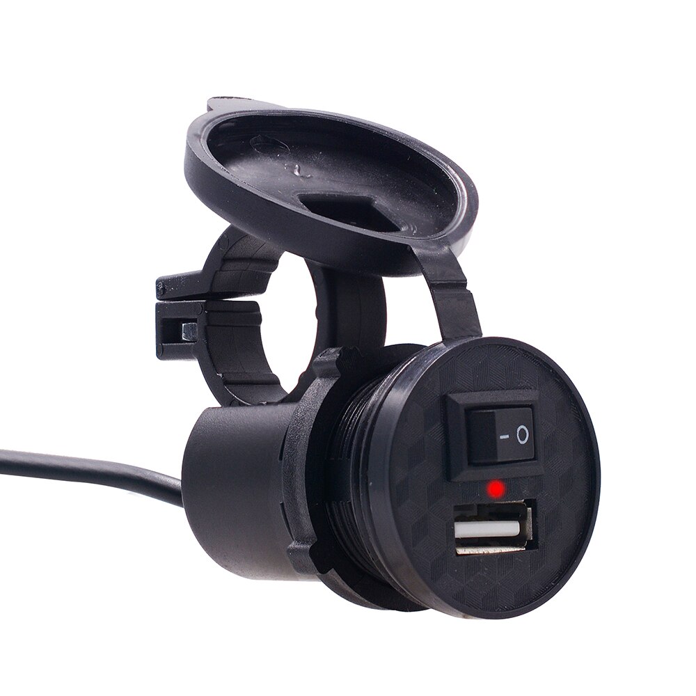 12V/ 24V USB Motorcycle Waterproof Switch Motorcycle Socket Motorbike Phone Charger Cigarette Lighter Adapter