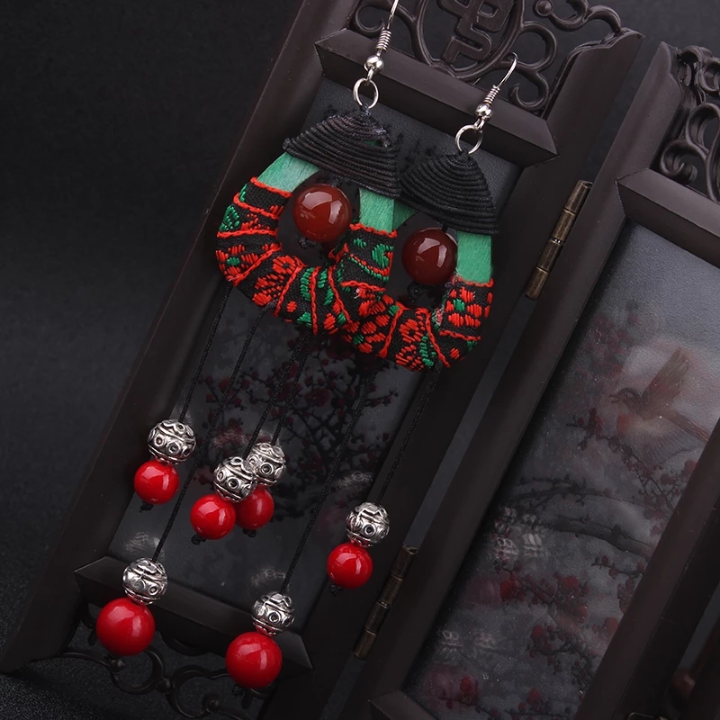 16Design deNew embroidery Ethnic fabric earrings ,Big brand handmade Chinese wind traditional vinatge classical dangle earrings: Embroidery H