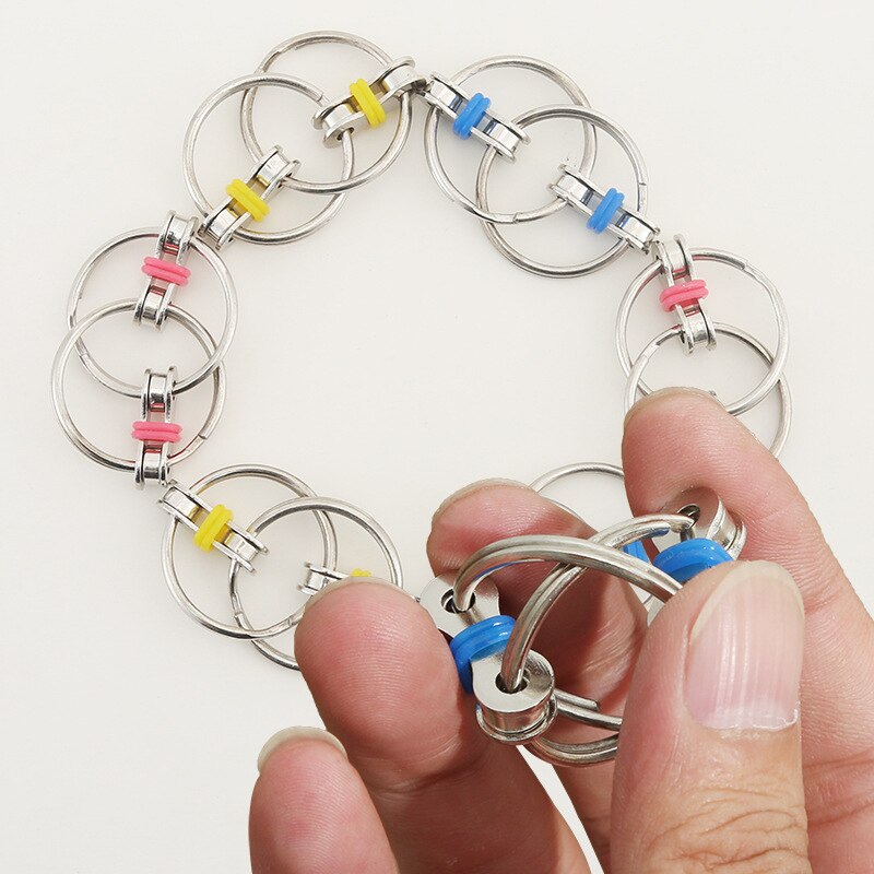 Metalen Puzzel Keten Fidget Speelgoed Voor Autisme Ketting Fidget Speelgoed Stress Verlichten Adhd Top Puzzels Hand Spinner Sleutelhanger zintuiglijke Speelgoed