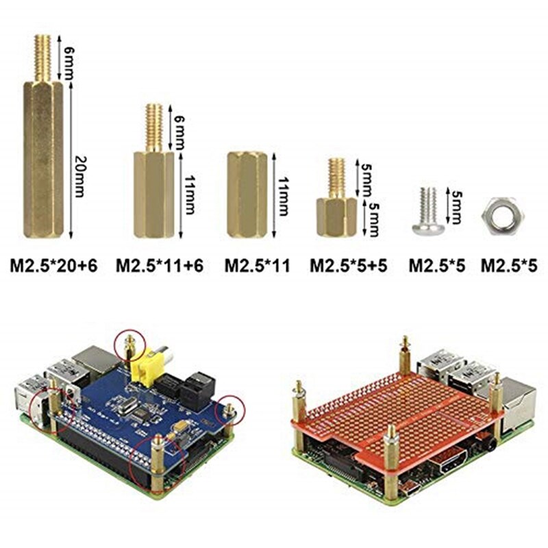 120Pcs Installation Tool for Raspberry Pi 4 Model B/3B+/3B M2.5 Series Hex Brass Column/Nuts+Screws Accessories Kit