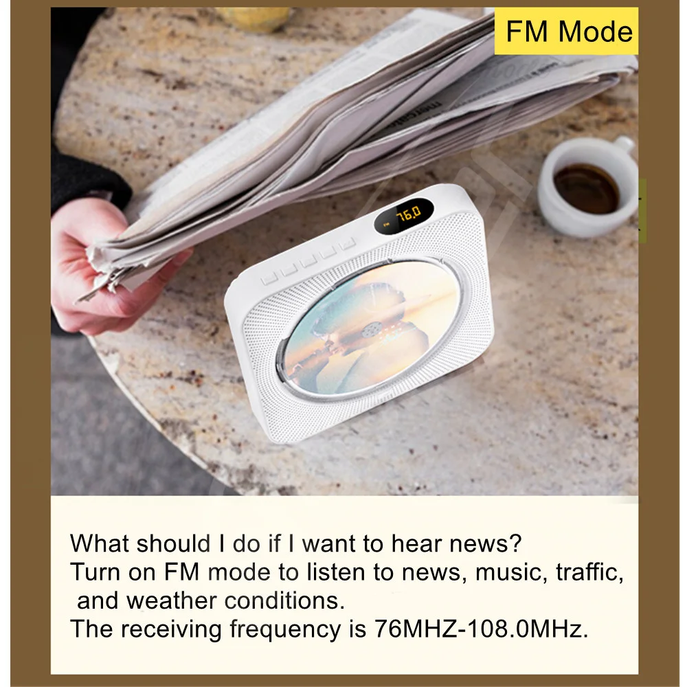 Woopker KC-718 multifunktion alen DVD-Player CD VCD Stereo Bluetooth tragbaren Media Player FM Radio 3,5mm Aux mit Fernbedienung