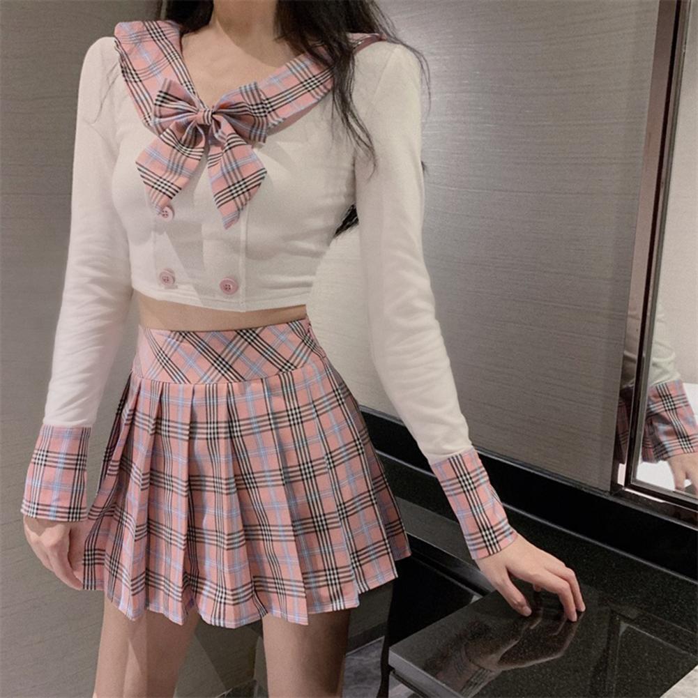 Uniforme de Escuela Japonesa para niñas, Tops de Sailor + falda Estilo marinero, ropa para estudiantes, de talla grande, Lala, ropa de animadora