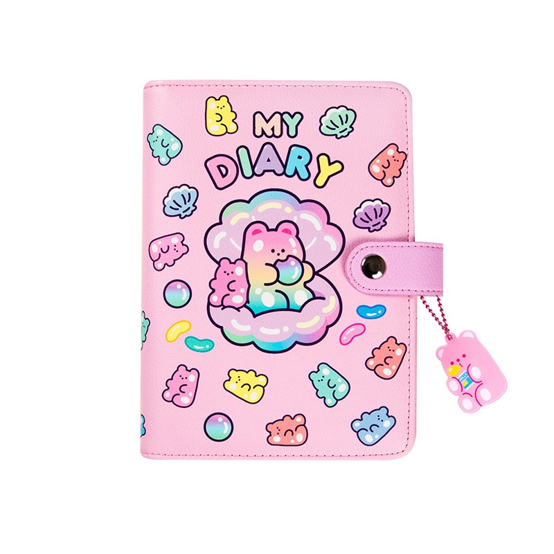 Lucky Jelly Bear Colorful Cute Diary A6 Spiral Notebook 160P: Pink