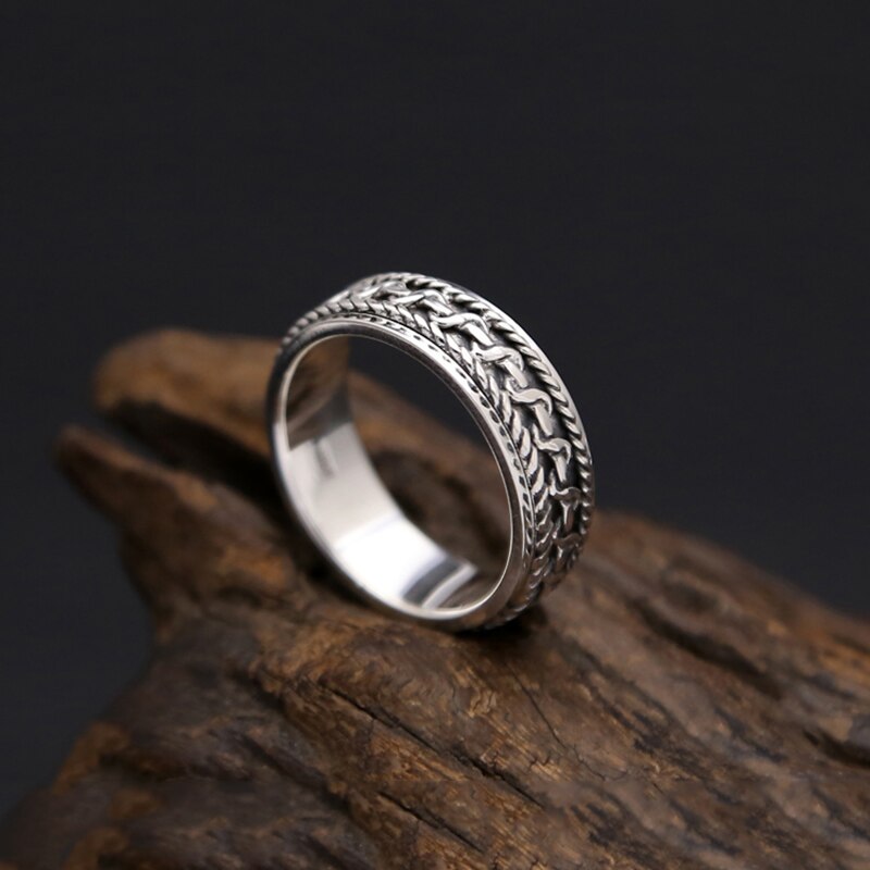 925 sterling sølv vintage sort ring til mænd og kvinder spinning thailand sølv joint ring smykker  s200