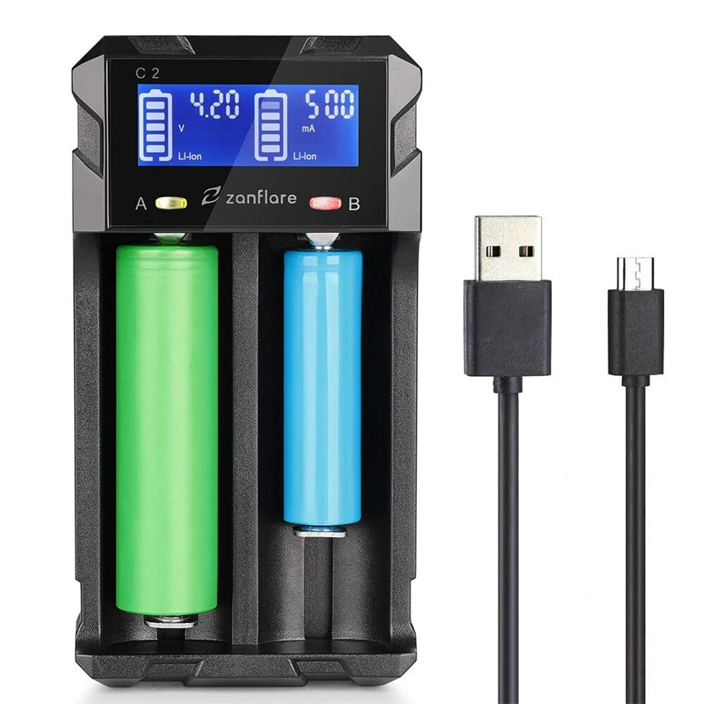 Zanflare  c4 18650 akkulaturi lcd-näyttö älykäs lataus 21700 26650 20700 18350 26700 aa aaa li-ion jne testikapasiteetti: C2