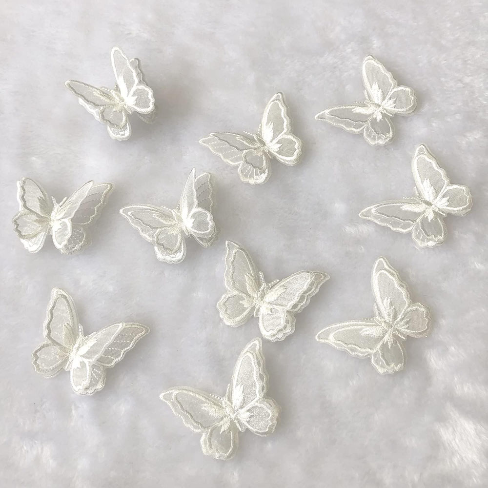 10 Stuks Borduren Vlinder Naai Ijzer Op Patch Badge Bruiloft Bruidsjurk Geborduurde Applique Naaien Craft DIY: Antiek Messing