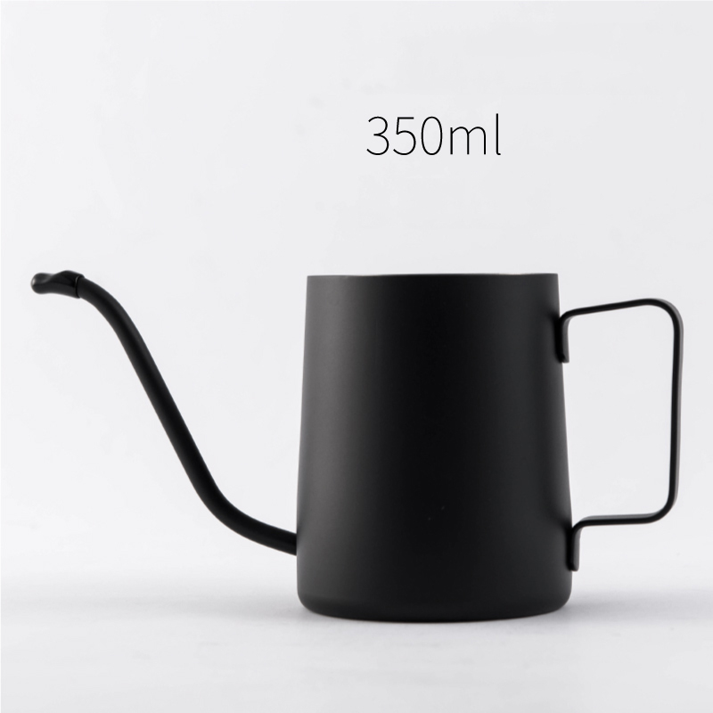 Drip Kettle 600/350/240ml Coffee Pot Non-stick Coating Food Grade Stainless Steel Gooseneck Drip Kettle Swan Neck Thin Mouth: 350ML Black