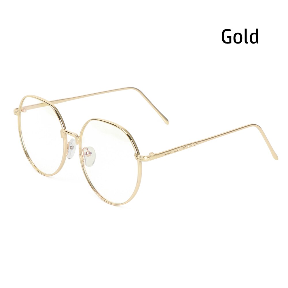 1pc Metal Anti-Blue Light Glasses Unisex Ultralight Round Metal Frame Computer Glasses Blocking Eyeglasses Flat Mirror Eyewear: 4