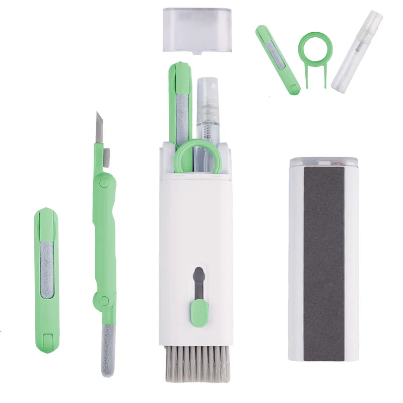 Kit de nettoyage de clavier 7 en 1, nettoyeur pour ordinateurs portables avec extracteur de capuchons de touches, ensemble de nettoyage de brosse de clavier multifonctionnel pour téléphone Airpods