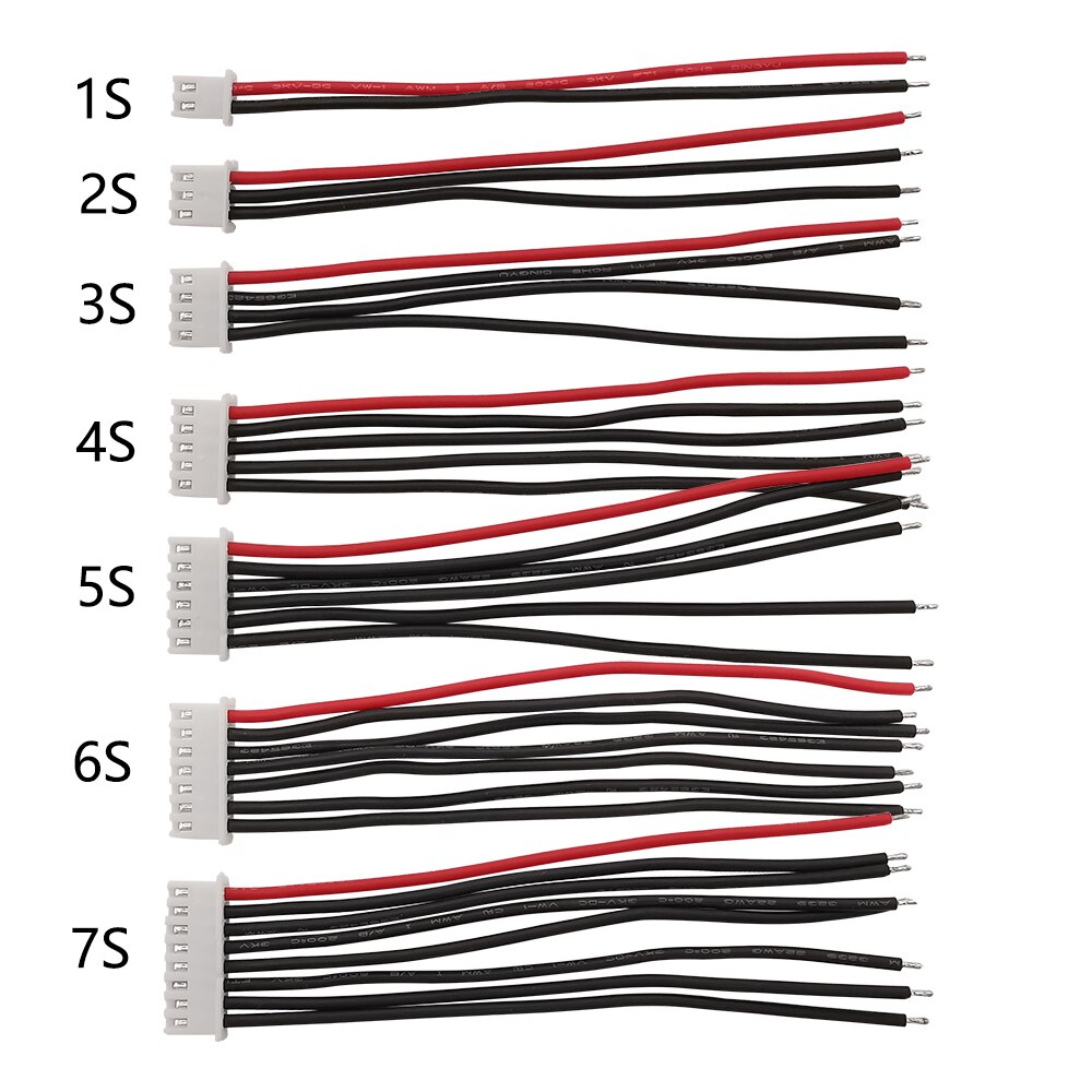 5Pcs JST XH Connectors Adapter Plug 1s 2s 3s 4s 5s 6s 7s JST-XH Balance Changer Cable 22AWG Silicone Wire for Lipo Battery