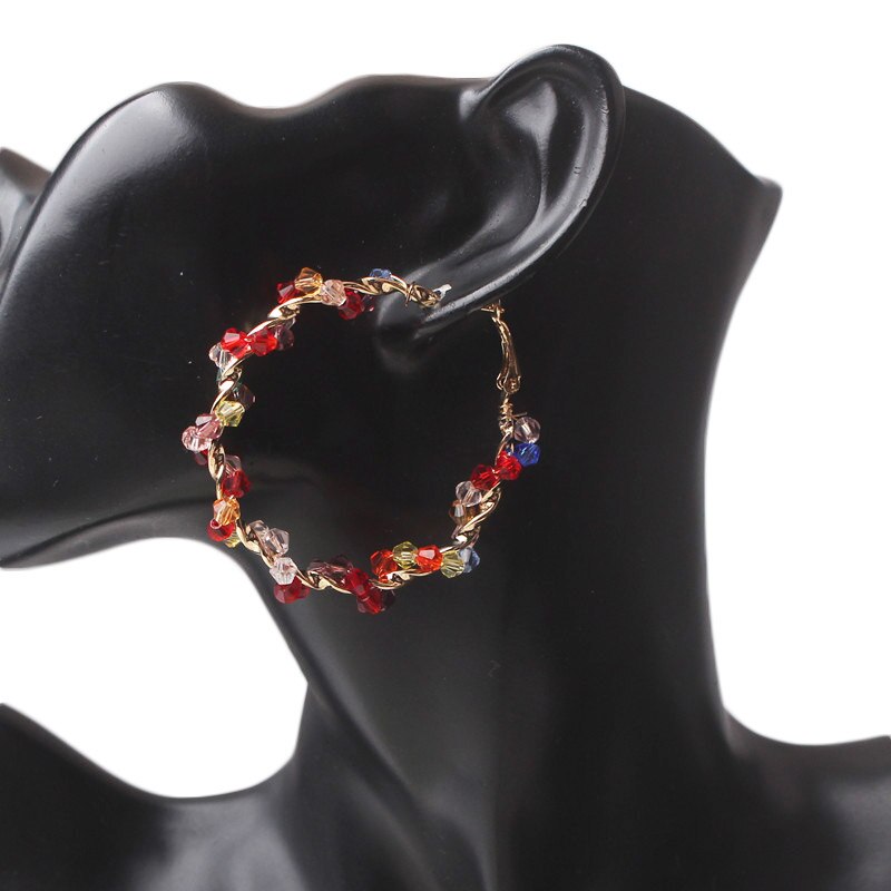 Akryl pärlor hoop örhängen för kvinnor genomskinliga rosa bohemiska twist runda örhängen för kvinnor oorbellen trendiga aretes