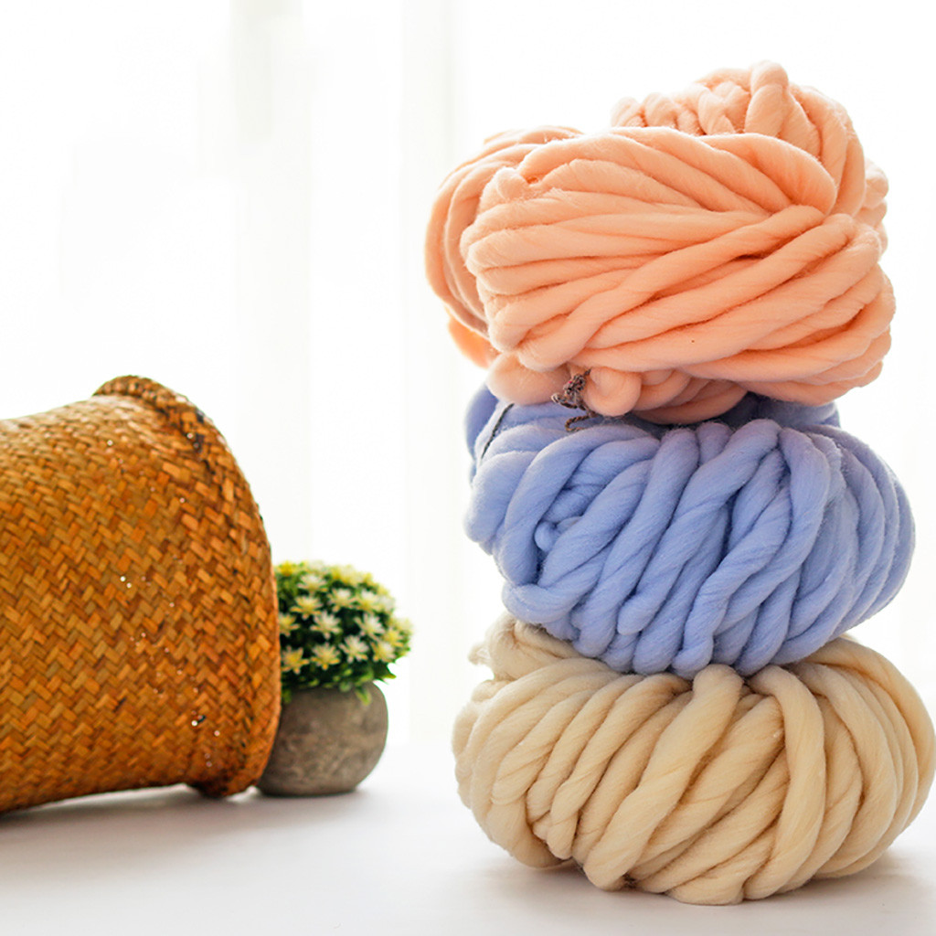 Super volumoso braço tricô lã roving malha cobertor chunky fio de lã super grosso para tricô diy crochê tapete chapéus