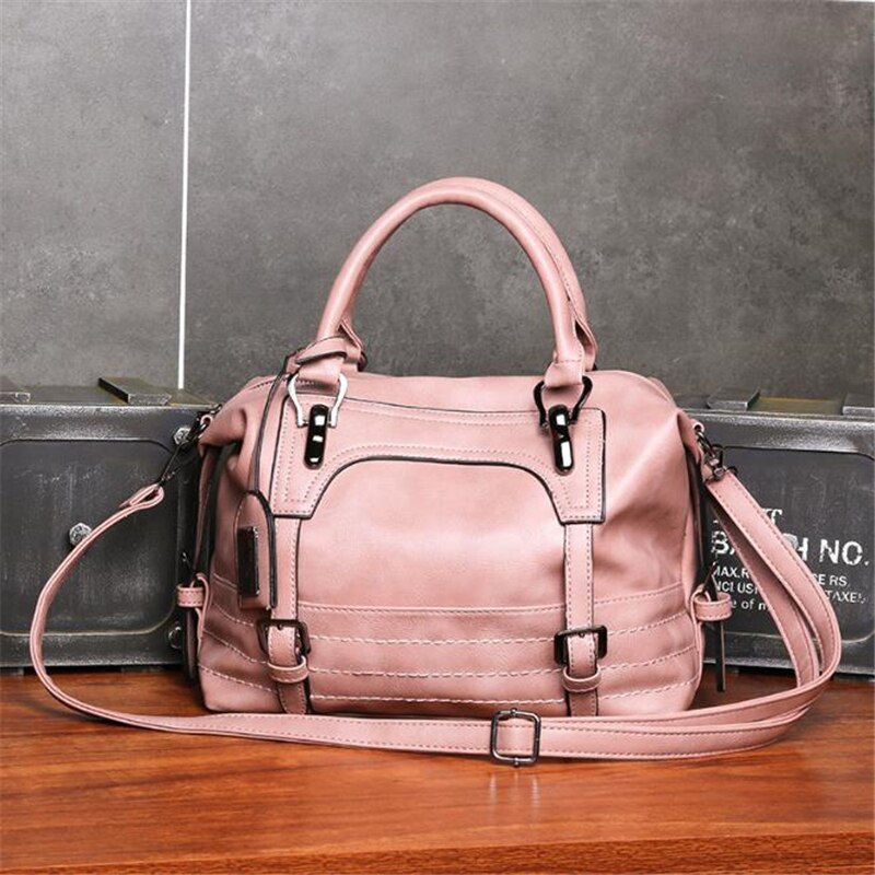 Vintage kvinders håndtasker berømte mærke slik skuldertasker damer totes simpel trapeze kvinder messenger taske: Lyserød