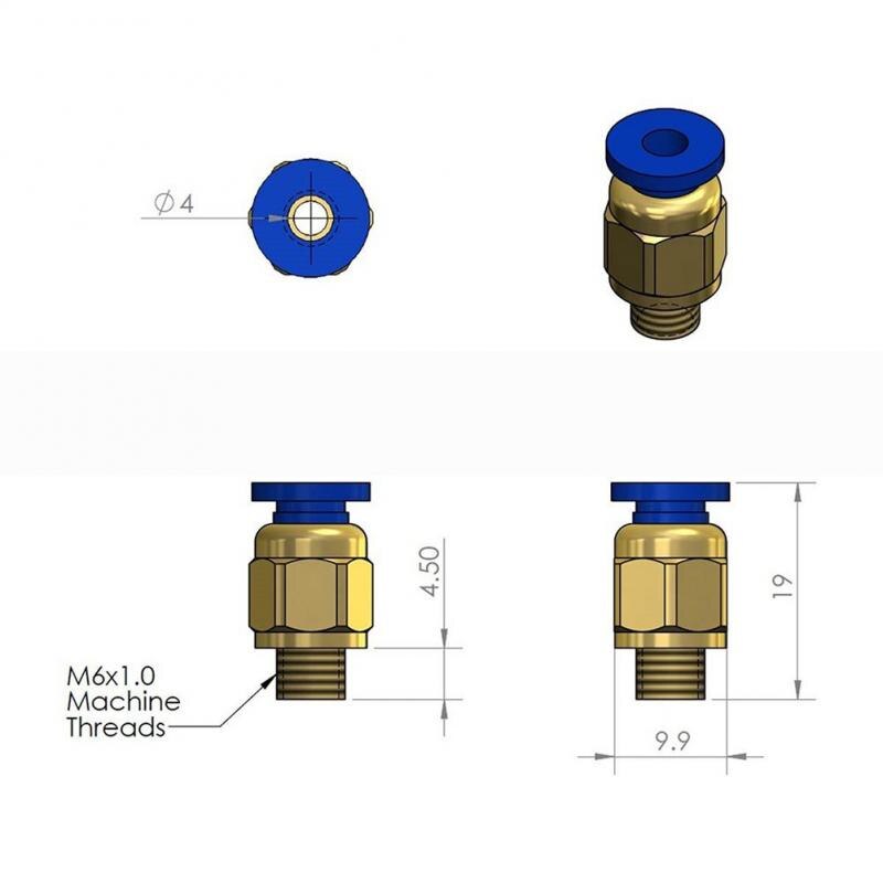 5Pcs Car PC4-M6 Pneumatic Straight Fitting 4mm OD Tubing Male Thread Air Pipe Connector Quick Coupling Brass Fitting Accessories