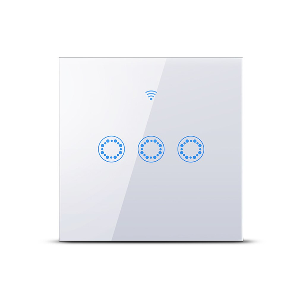 1/2/3 Gang Smart WiFi Light Switch Interruptor Touch Wall Power Switch App Remote Control Intellegent Switch For Alexa/Echo Home: White / 3-Gang