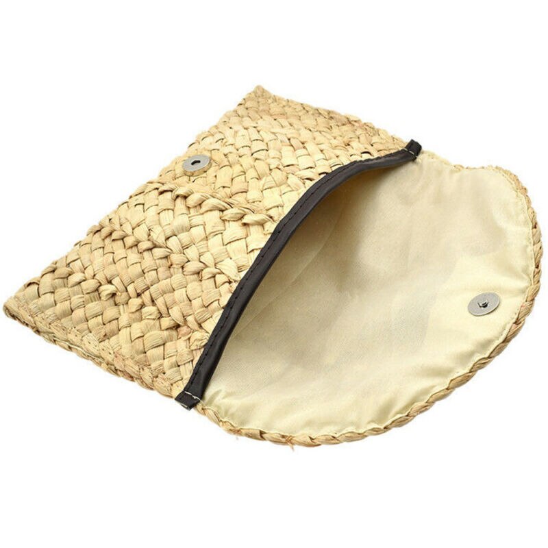 Vrouwen Boho Stro Gebreide Clutch Gevlochten Handtas Zomer Strandtas Portemonnee Houder