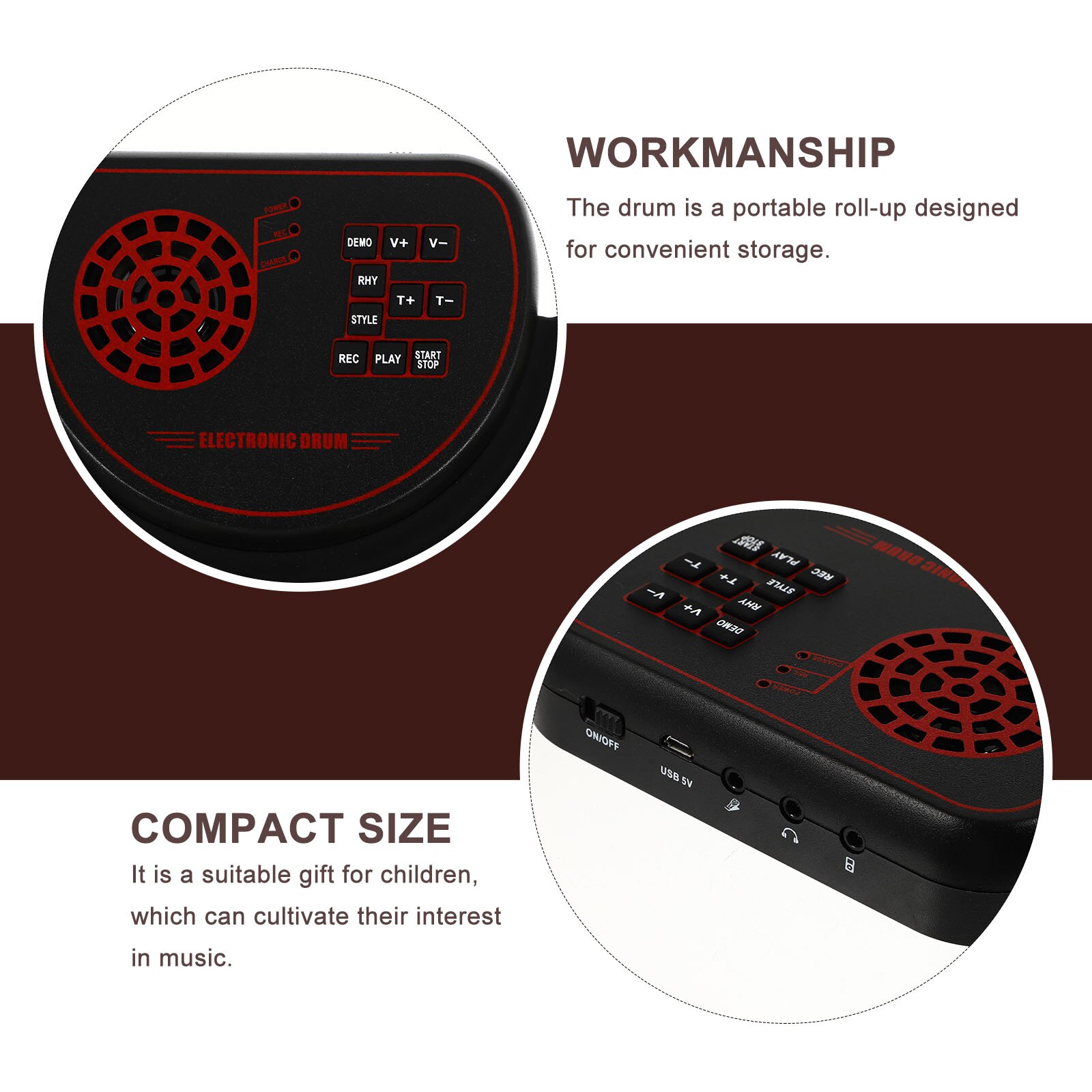 1Set Electronic Drum Practical Kids Drum Percussion Instrument