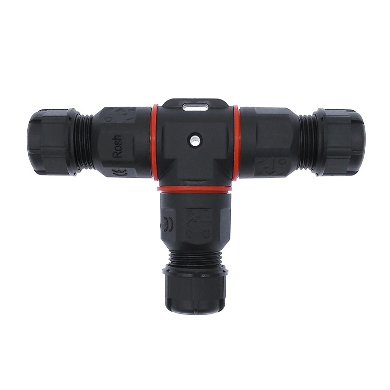 T shape waterproof connector IP68 3 pins 250V 24A Cable Wire Gland Sleeve connector quick connect waterproof connector