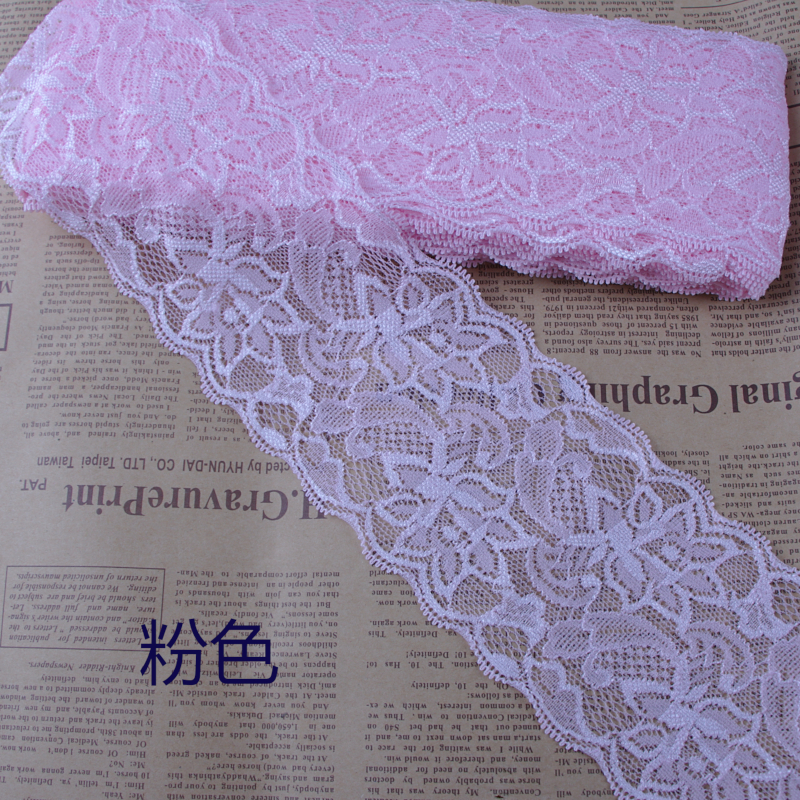 8 cm spandex elastische rekbare kanten rand doe-het-zelf ambachten stof voor jurk ondergoed lingerie shorts kleding decoratie kant lint: Roze