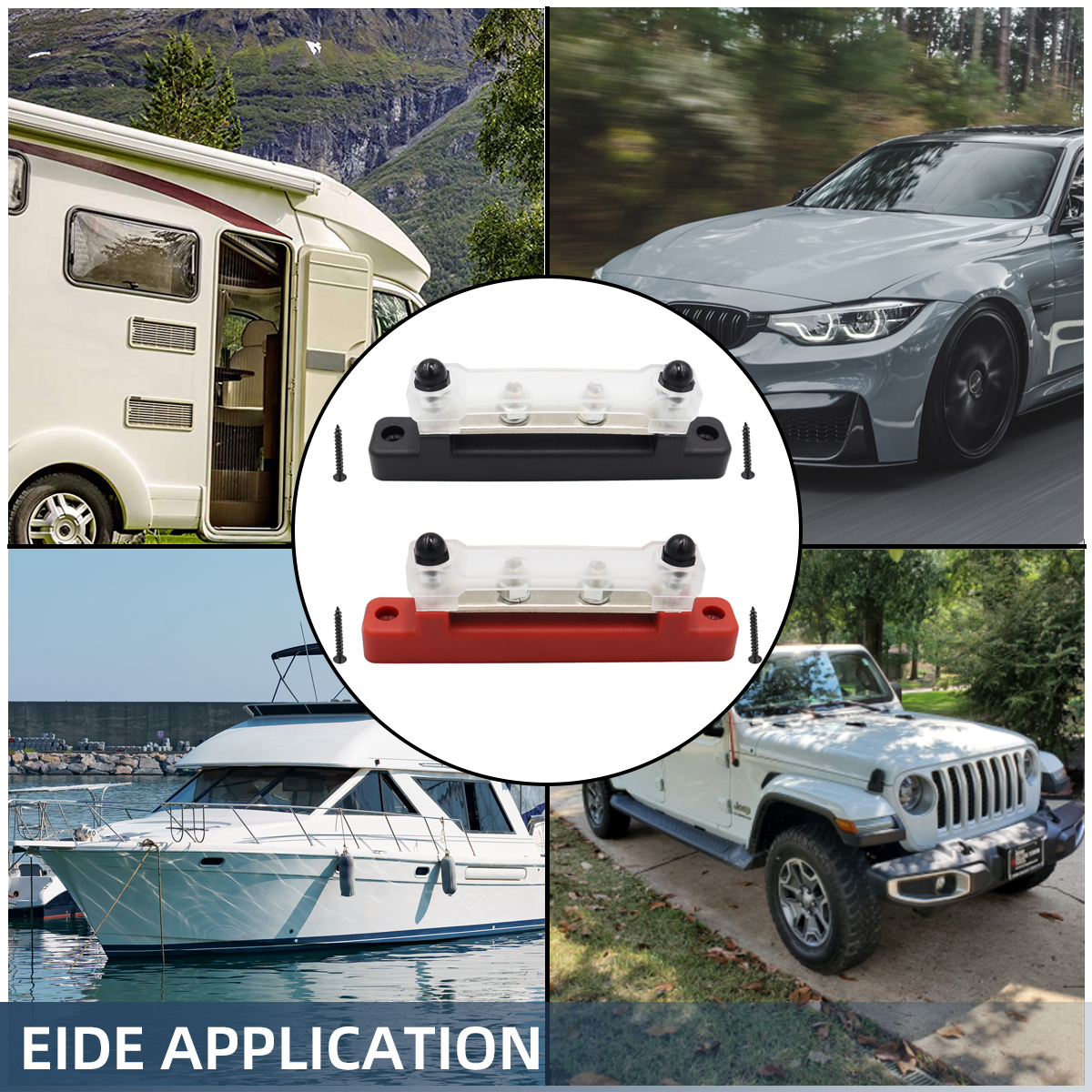 4 Terminal Stroomverdeling Blok 48V 150A Bus Bar Klemmenblok Voor Caravan Vrachtwagen Boot Auto Camper Rv