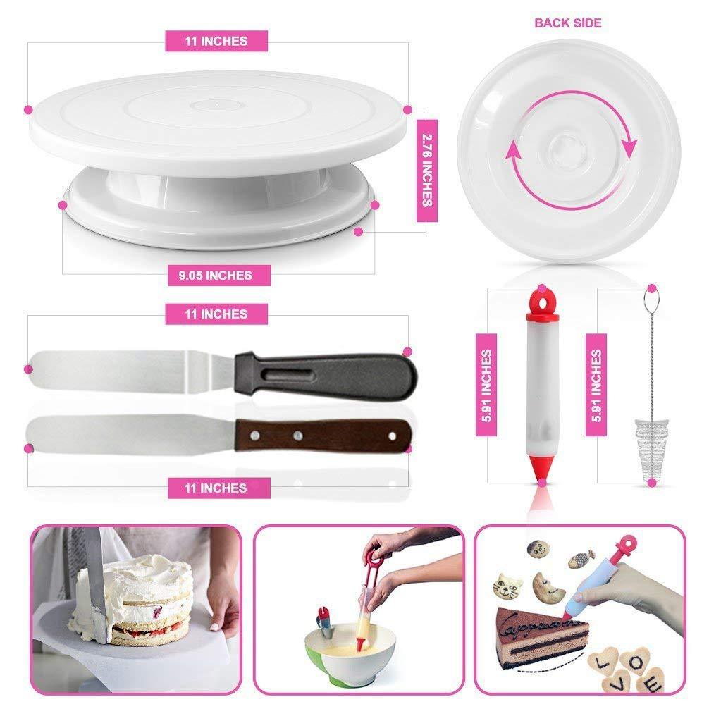 94 Pcs/sets Cake Decorating Baking Supplies Kit with Cake Turntable Stand,Icing Tips,Pastry Bag,Cupcake Molds,More Pastry Tools