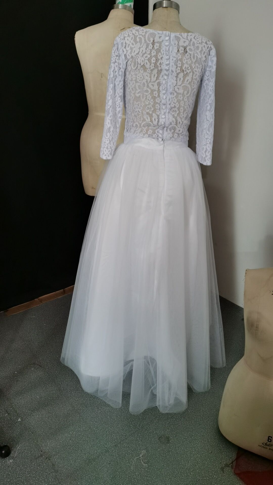 3/4 Long Sleeve Wedding Lace Jacket Scoop Bridal Wrap Bolero White Ivory Plus Size Weddng Coat