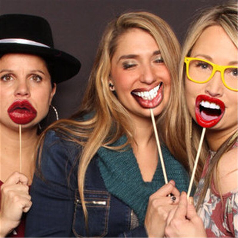 20Pcs Birthday Party Handheld Camera Props Adult Funny Lips Gloss Photo Booth Props For Wedding Party Decoration 053