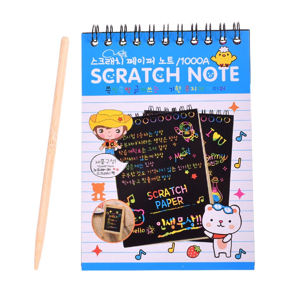 Kleur DIY Scratchbook Scratch Note Boek Tekening Kinderen Kids Schilderen Graffiti: Blauw