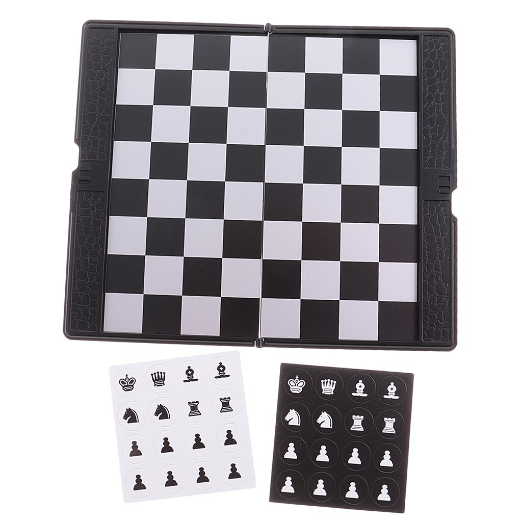 Folding Magnetic Chess Set, Traditional Board Checker Games for 2 People/Players - Black White