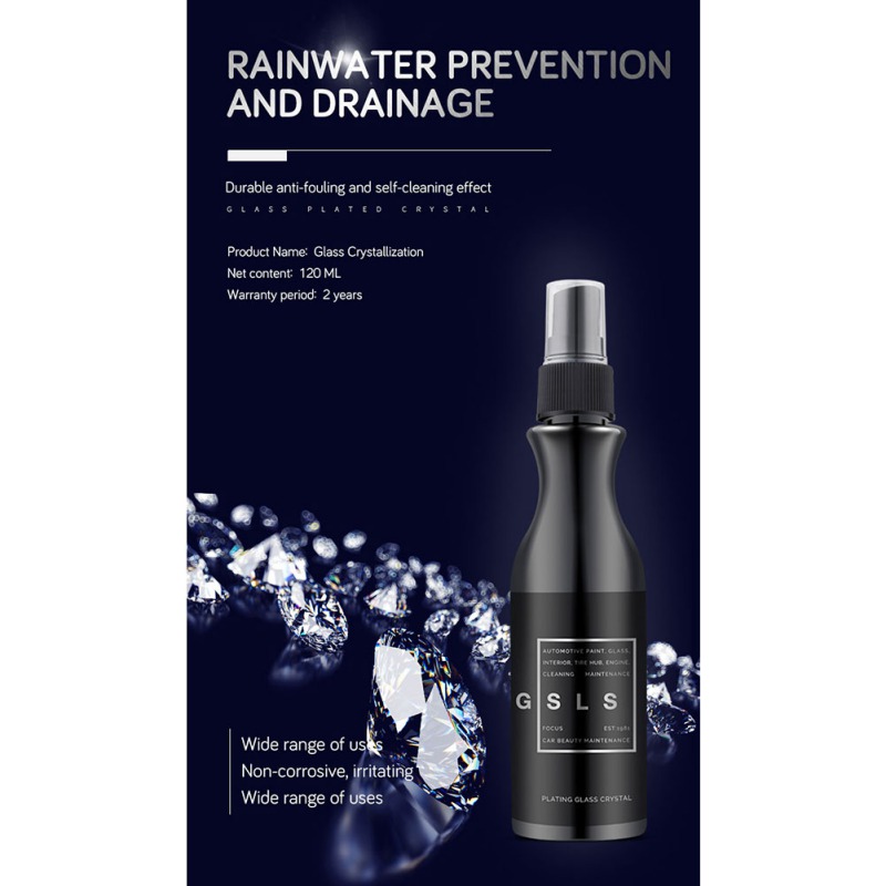 120ml auto vindrutebeläggning flytande glas nano tech bilbeläggningssats kristallhydrofobiskt regnvatten avvisar rengöring av bilfönster