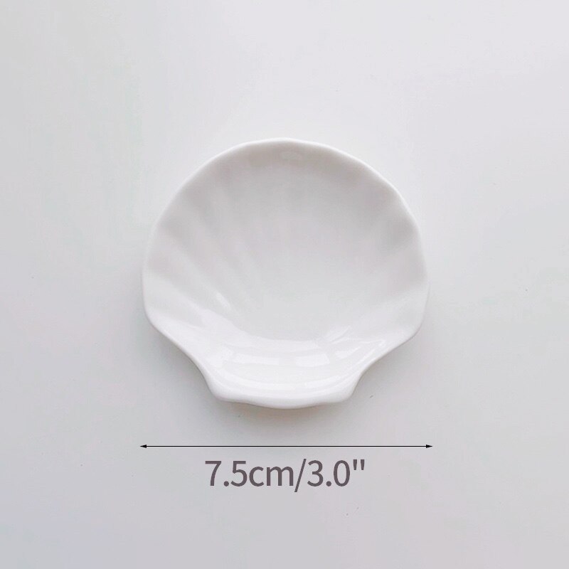 Havfrue skal glas tallerken fad lille smykker opbevaringsbakke halskæde ørestikker øreringe beholdere dekoration til piger tallerkener: Diameter 7.5cm