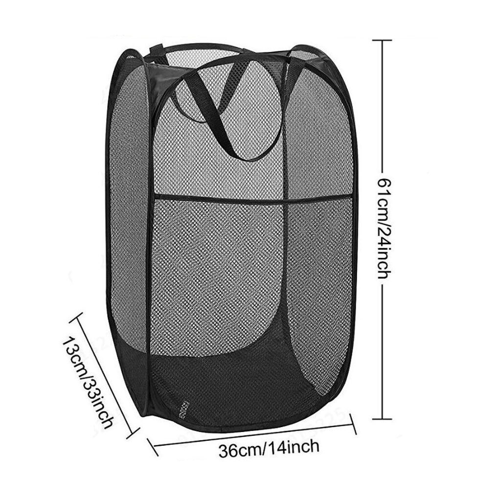 Large Folding Laundry Basket Clothes Organizer Home Mesh Net Laundry Baskets Apr#02
