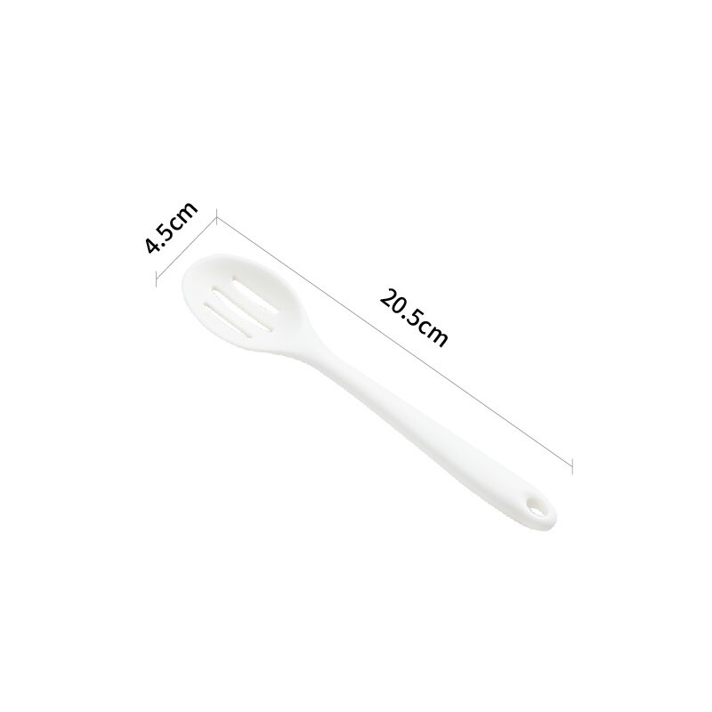 1Pcs Filter Spoon Heat Resistant Non-Stick Cooking Strainer Colander Long Handle Durable Silicone Heat Resistant Kitchen Tool: Ivory