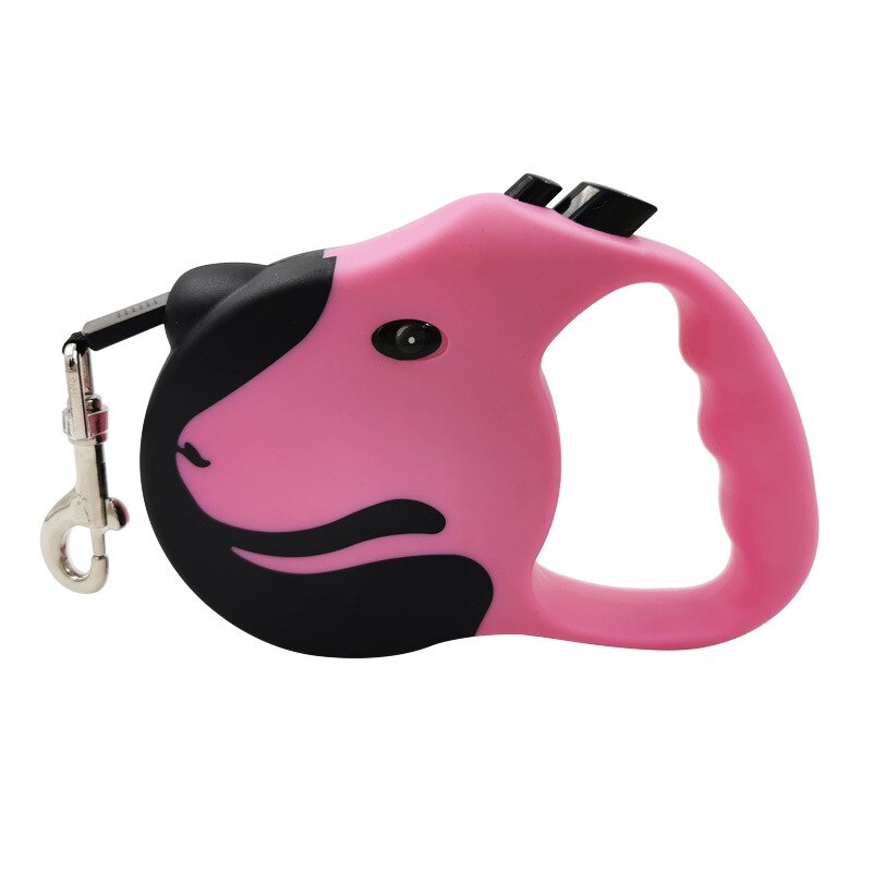 Automatic Retractable Pets Dog Leash Nylon Extending Puppy Walking Running Dog Leads Reflective Tape Dog Leashes 3/5m: pink / 3m