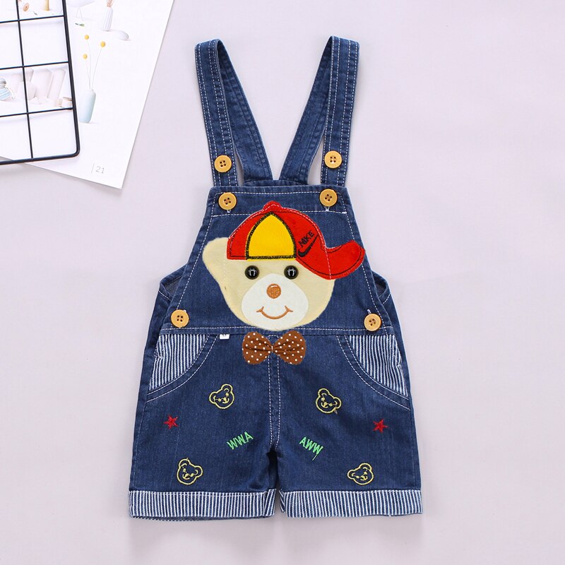 Diimuu Baby Boy Kleding Schouder Bandage Jeans Kindje Overalls Pocket Deco Schattige Baby Jongen Denim Shorts Pasgeboren Jumpsuit Korte Broek