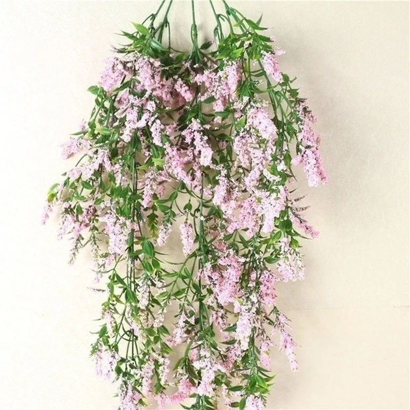 Moda nova simulação planta flor parede artificial pendurado lavanda decoração para casa sala de estar cozinha quarto decoração