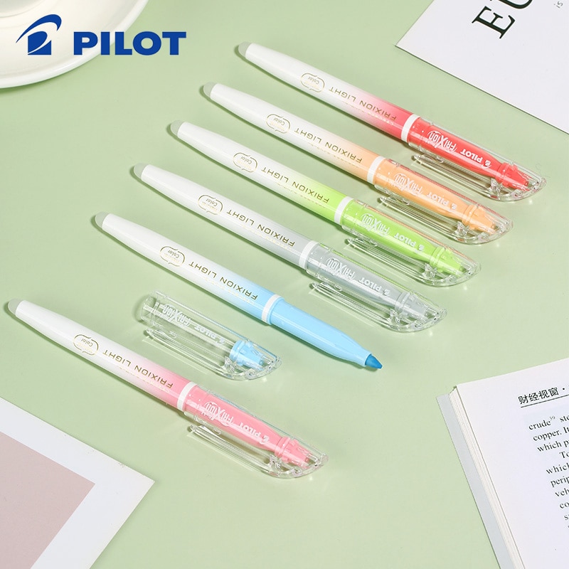 6 farvesæt pilot naturlig sfl -10sl frixion sletbar highlighter pastelfarve fluorescerende markørpen 6 farver